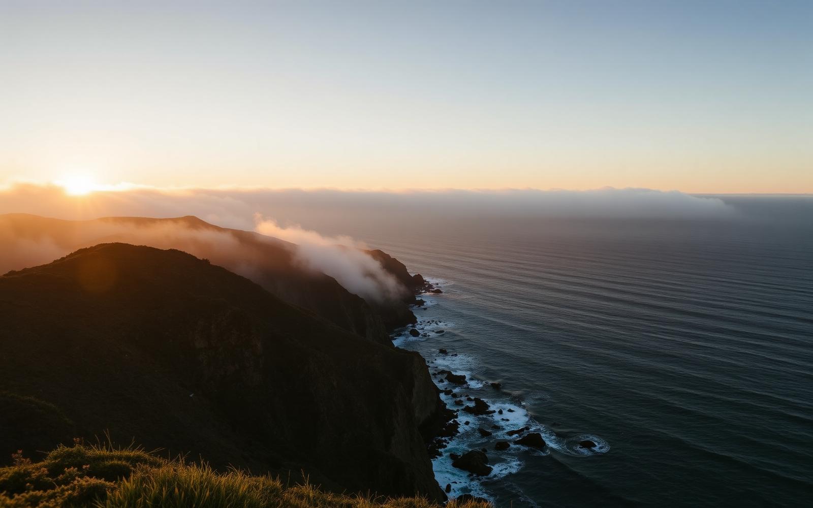 Half Moon Bay coastal cliffs at golden hour